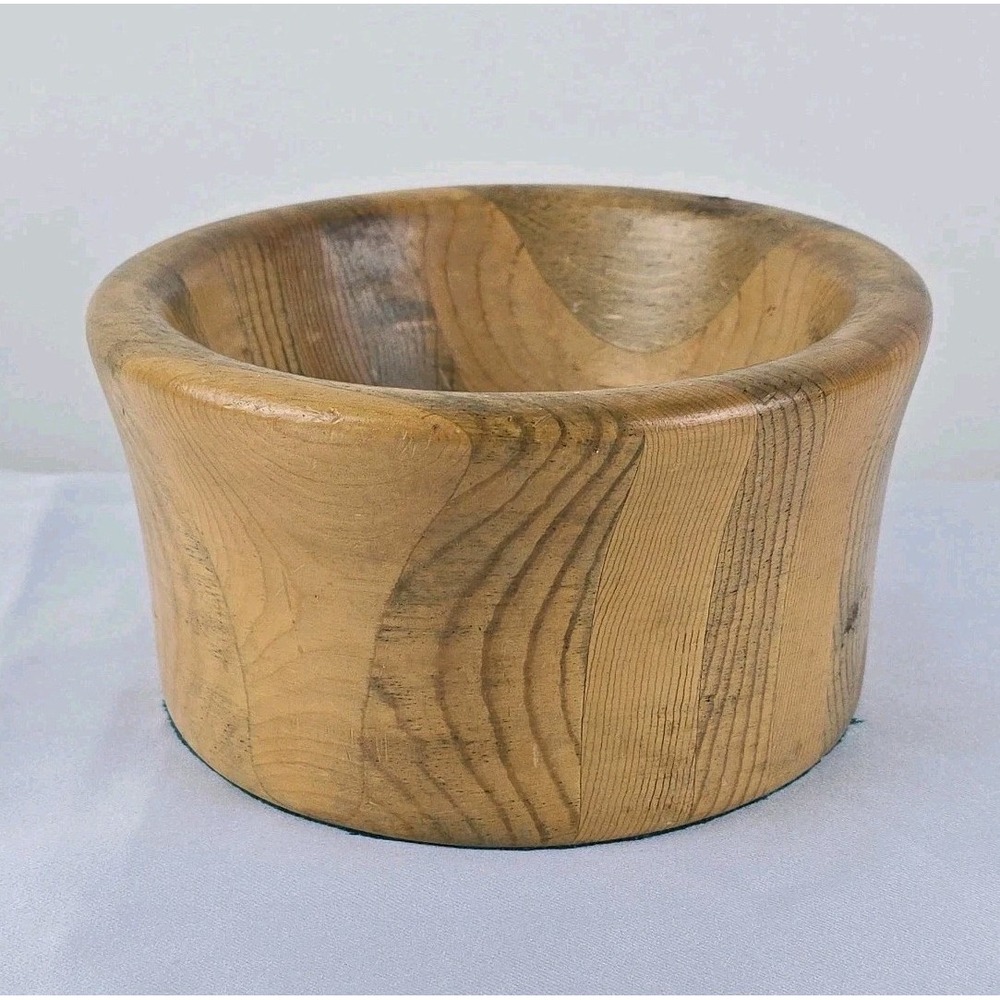 Vintage 60s 70s Laminated Wood Bowl Butcher Block Staved MCM 7.5"